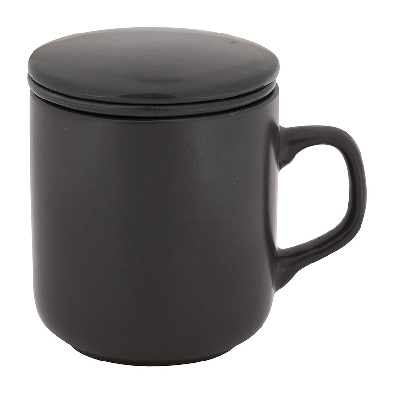 Theemok met filter en deksel - donkergrijs - 26 cl