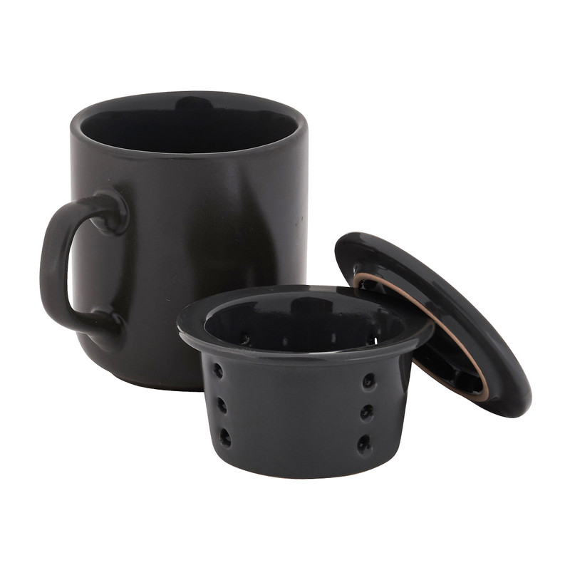 Theemok met filter en deksel - donkergrijs - 26 cl