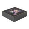 Theebox flowers - zwart - 24x24x7 cm