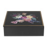 Theebox flowers - zwart - 24x24x7 cm