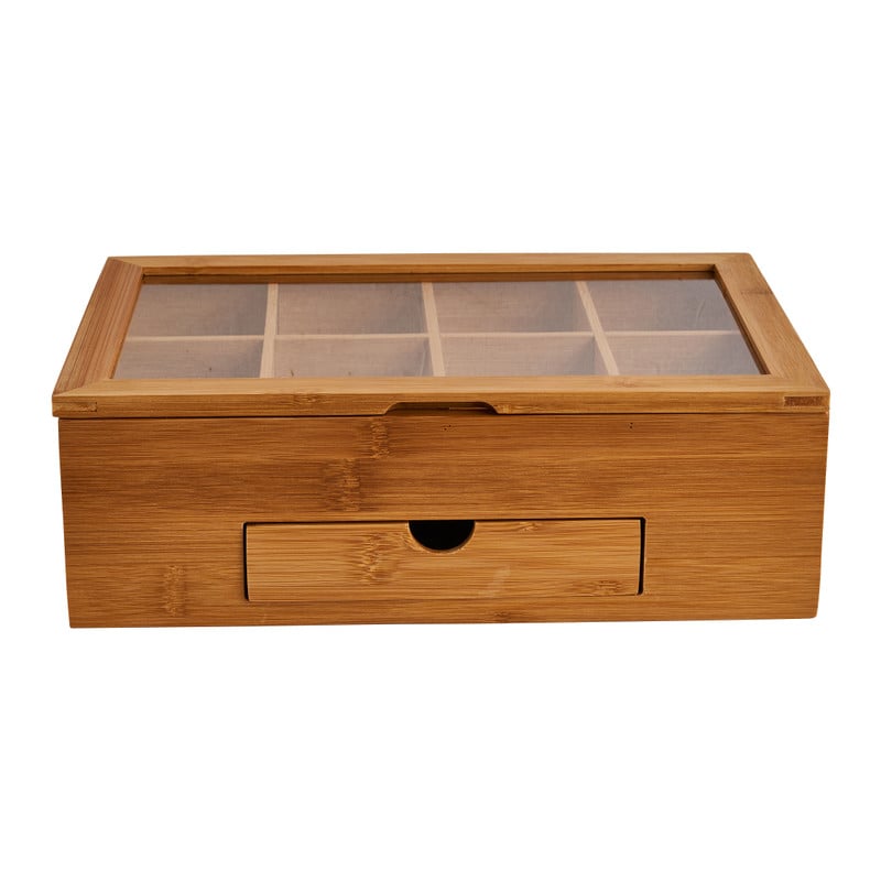 Theekist bamboe met 8 vakken - 30x20x10 cm