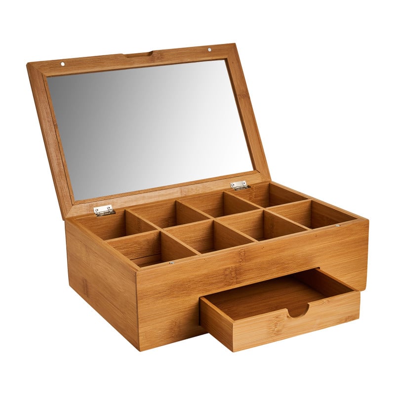 Theekist bamboe met 8 vakken - 30x20x10 cm
