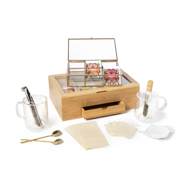 Theekist bamboe met 8 vakken - 30x20x10 cm