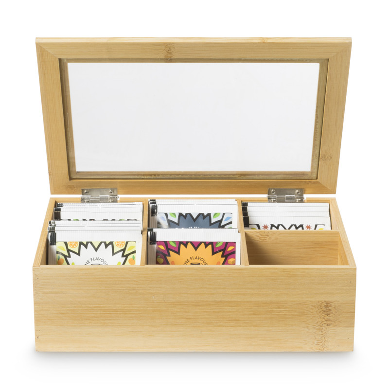 Bamboe theekistje - 6 vakken - 23x16x8 cm