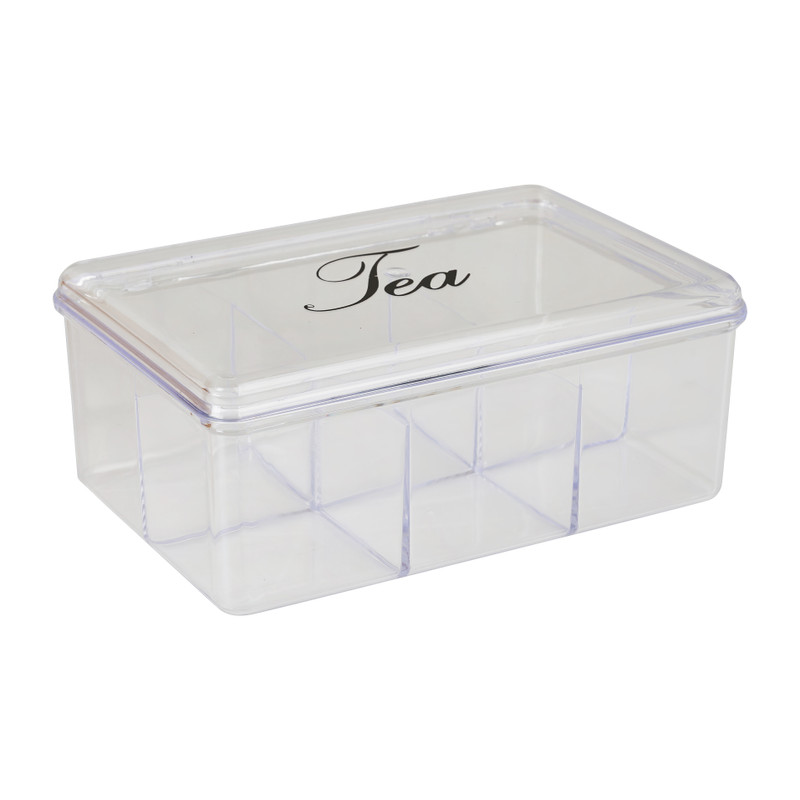 Theebox transparant - 6 vakken 