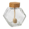 Honingpot met honinglepel - glas/bamboe - 9.6x9.9x5 cm
