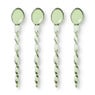 Theelepels groen - glas - set van 4