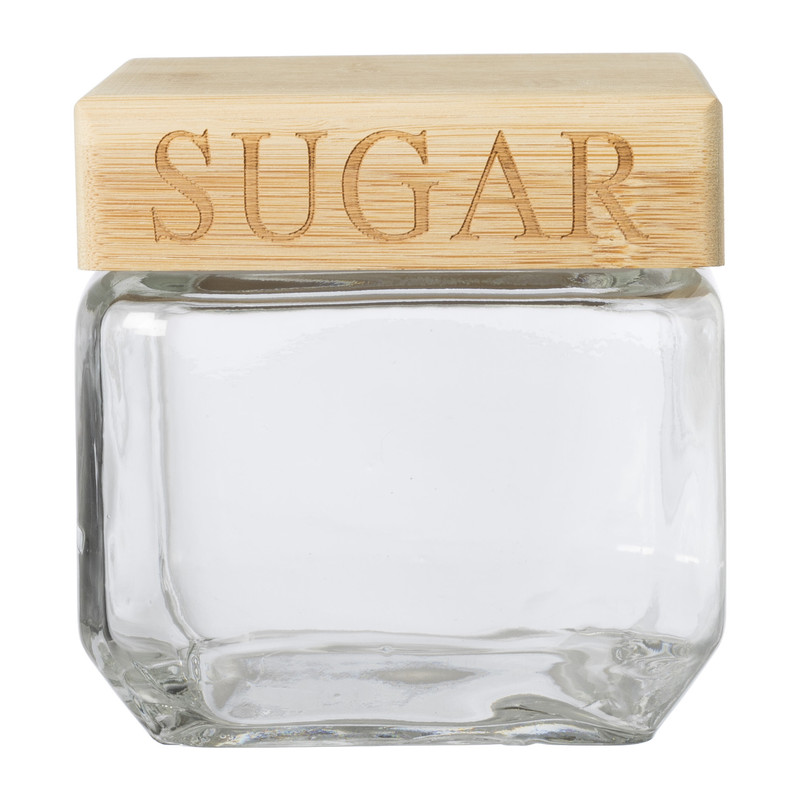 Image of Opbergpot sugar - glas/bamboe - 830 ml
