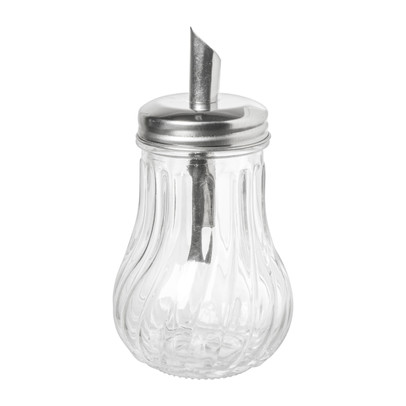 Suikerstrooier lijn - glas/rvs - ø7.5x14.5 cm