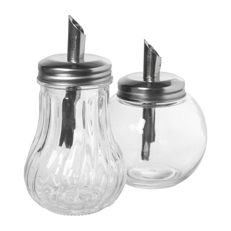 Suikerstrooier lijn - glas/rvs - ø7.5x14.5 cm