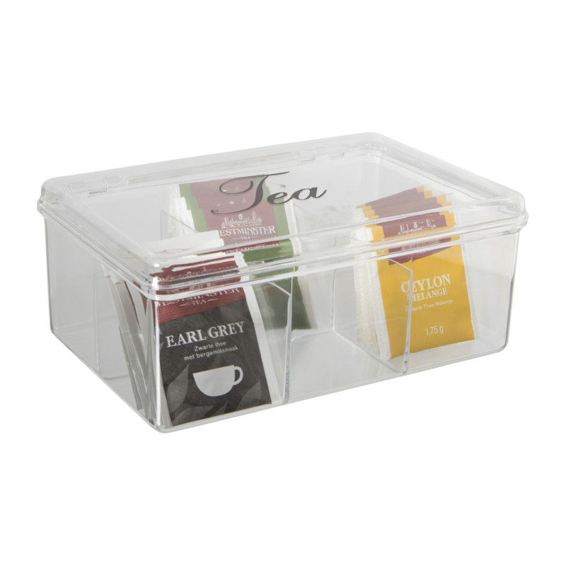 Theedoos - 6 vakken - transparant