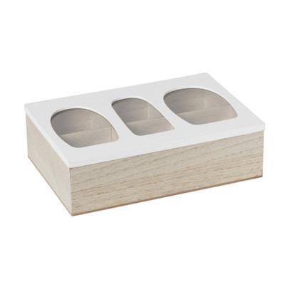Theedoos organisch - 6 vakken - 26x16x7 cm