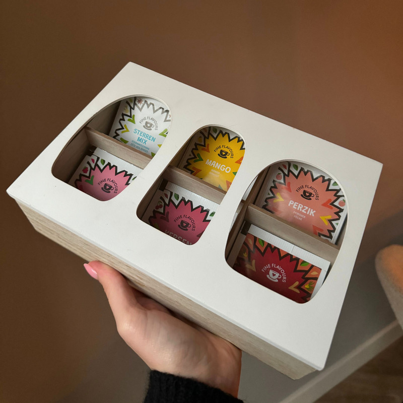 Theedoos organisch - 6 vakken - 26x16x7 cm