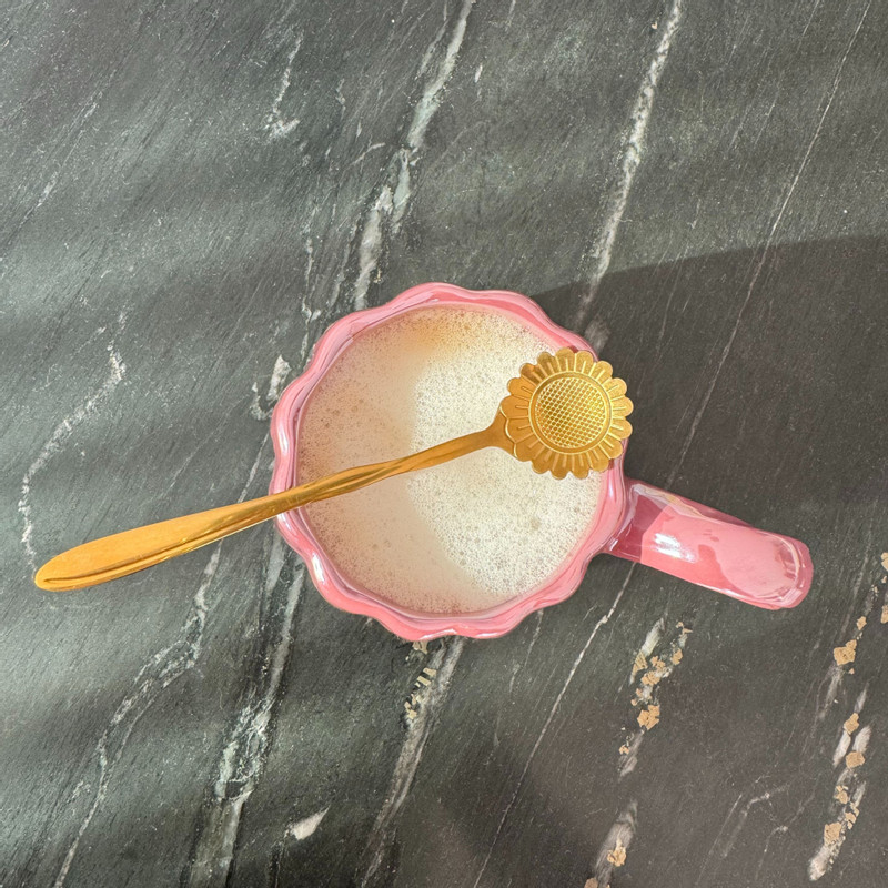 Theelepels bloem - goud - set van 4