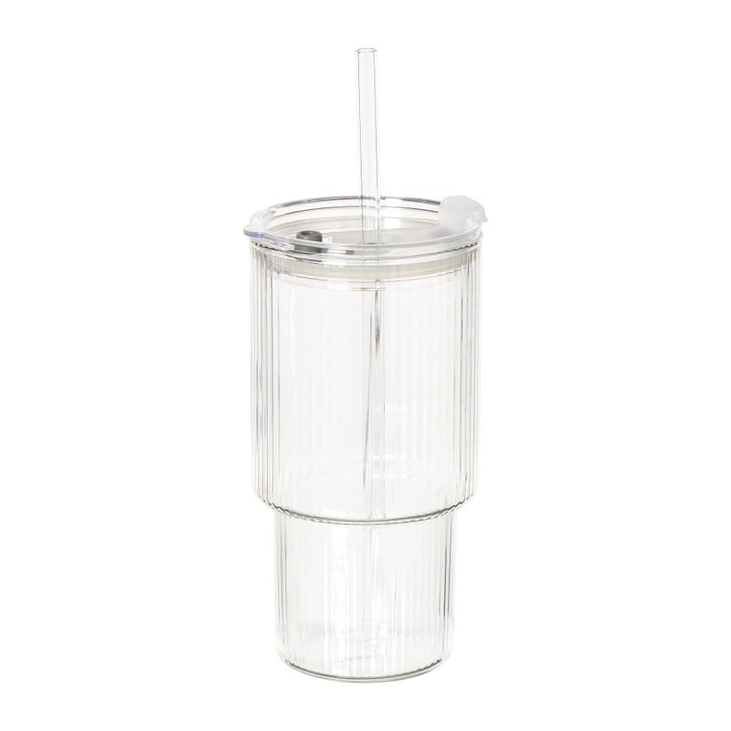 Matcha of ijskoffiebeker geribbeld - transparant - 540 ml