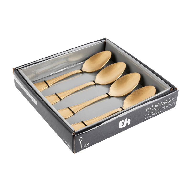 Excellent Houseware theelepels - mat goud - set van 4
