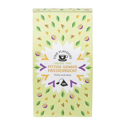 Fine flavours groene thee - pittige gember & passievrucht - 15 piramide zakjes