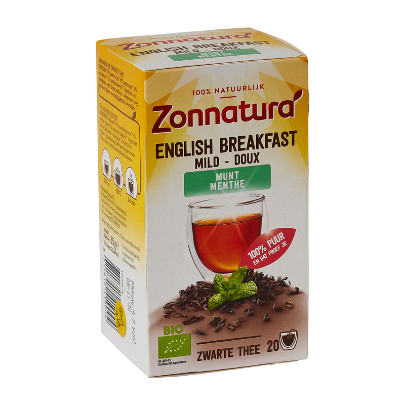 Zonnatura english breakfast thee met munt - 20 zakjes