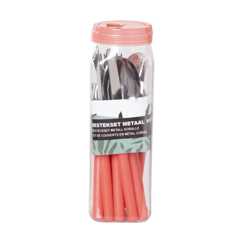 Bestekset - metaal - koraal - set van 16
