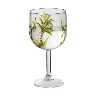 Wijnglas palmboom - groen - ø9.5x19.5 cm