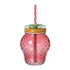 Mason jar aardbei - roze - 450 ml