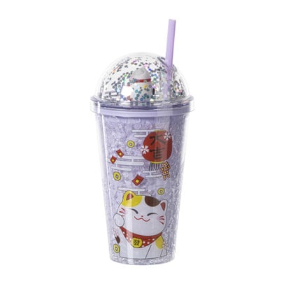 Funny beker kat - paars - 450 ml
