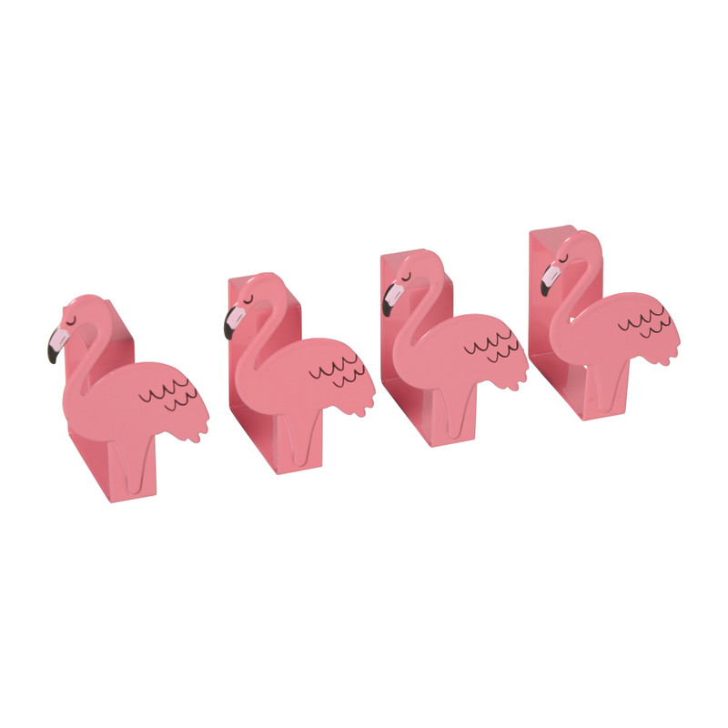 Tafelkleedklemmen flamingo - roze - set van 4