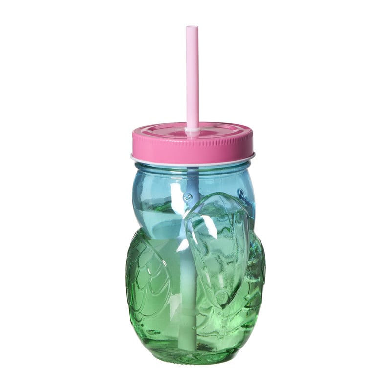 Mason jar toekan - groen/roze - 400 ml