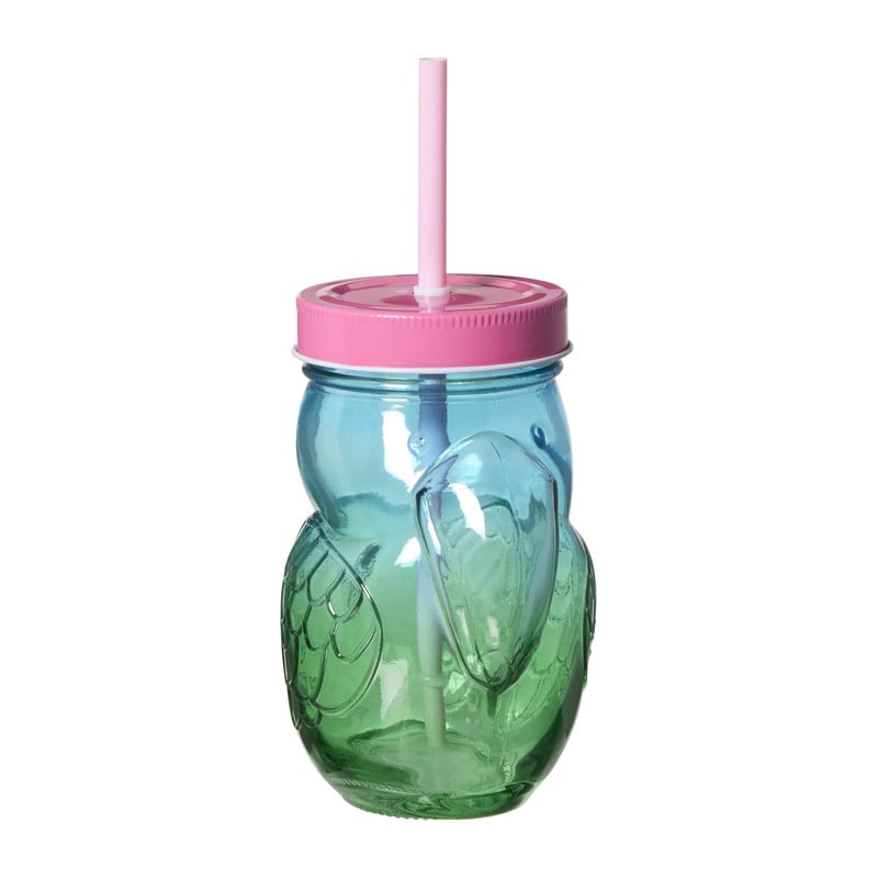 Mason jar toekan - groen/roze - 400 ml