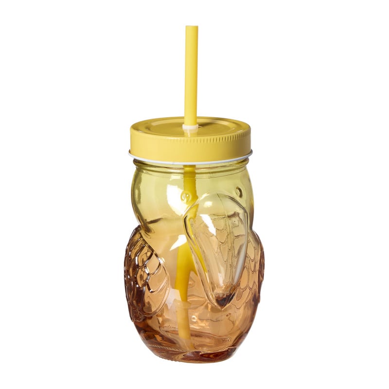 Mason jar toekan - oranje/geel - 400 ml