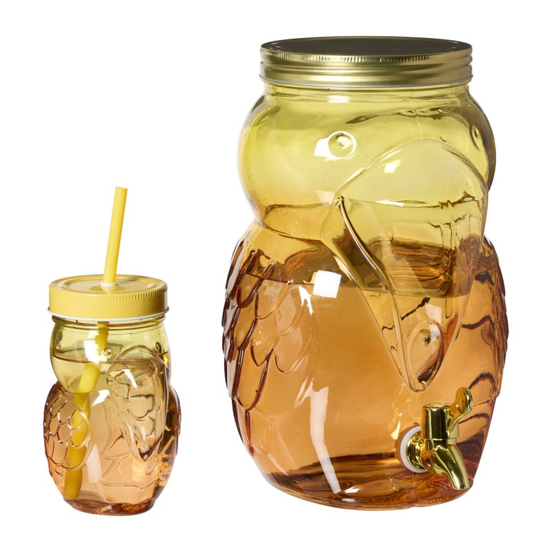 Mason jar toekan - oranje/geel - 400 ml