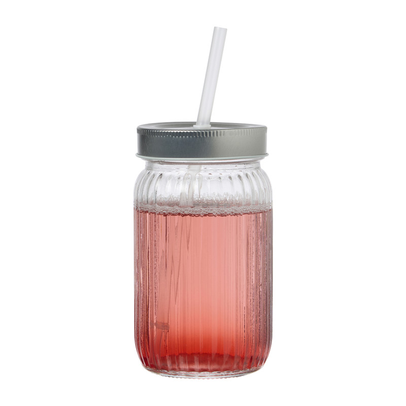 Mason jar ribbel - transparant - 450 ml