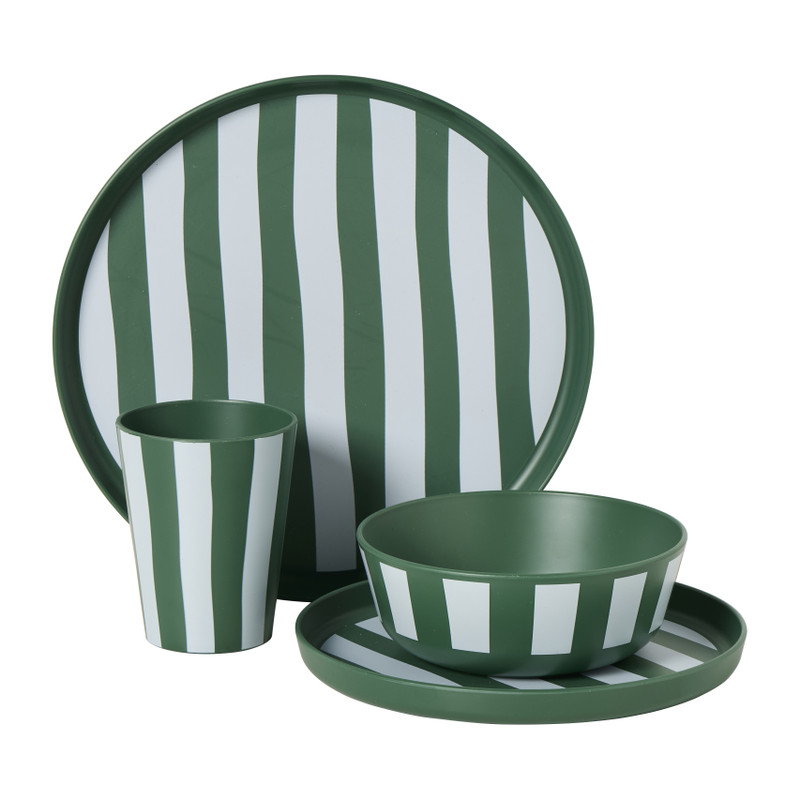 Cup streep - groen/wit - 340 ml