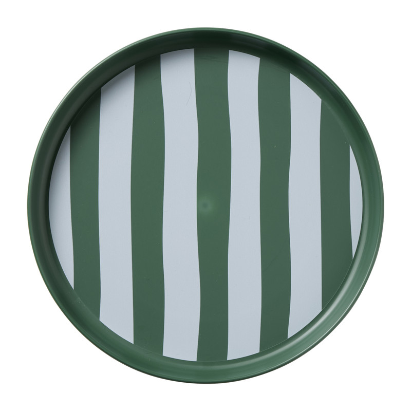 Ontbijtbord streep - groen/wit - ø20x2 cm