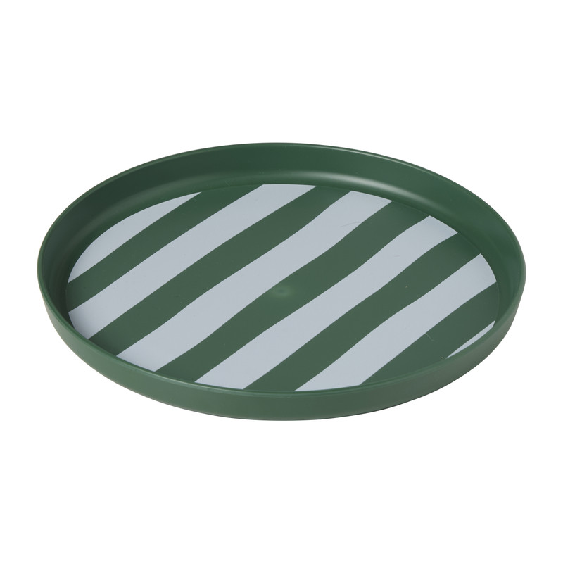 Ontbijtbord streep - groen/wit - ø20x2 cm
