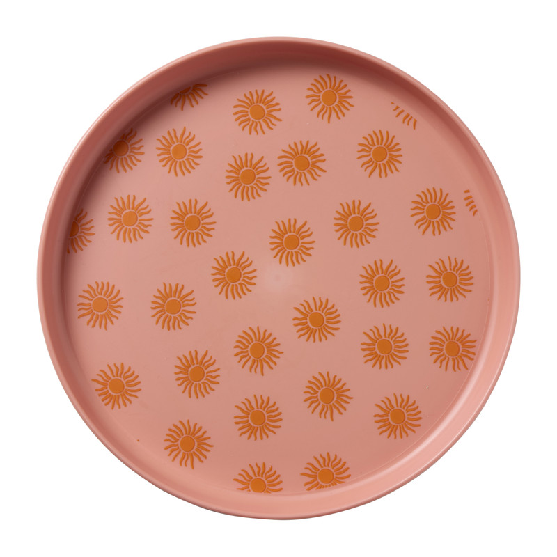 Ontbijtbord zonnetjes - roze/oranje - ø20x2 cm