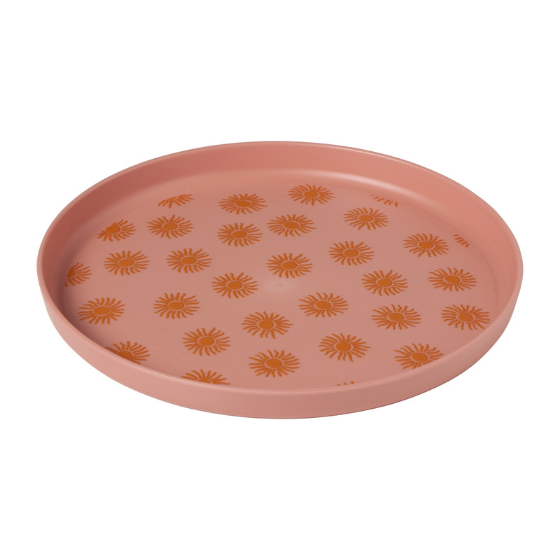 Ontbijtbord zonnetjes - roze/oranje - ø20x2 cm