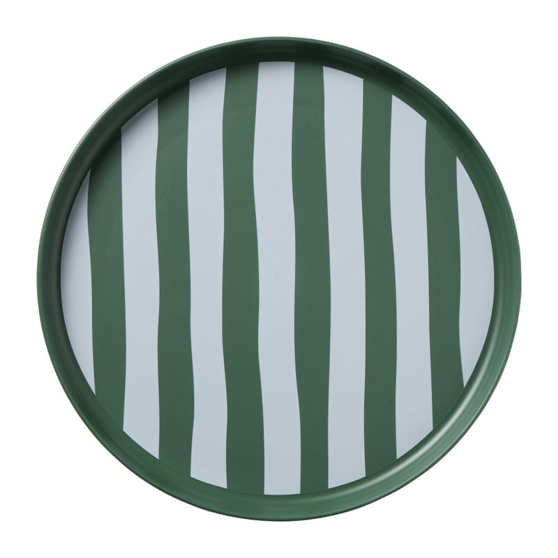 Dinerbord streep - groen/wit - ø26.5x2 cm