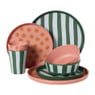 Dinerbord streep - groen/wit - ø26.5x2 cm