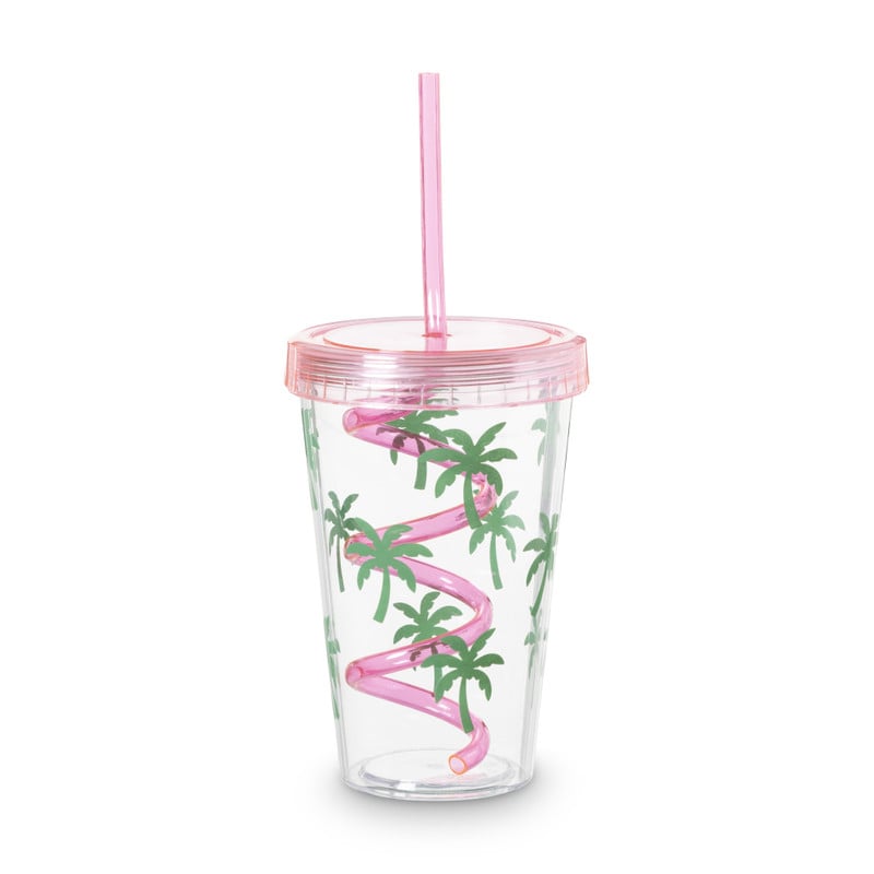 Drinkbeker palmboom - roze - 380 ml