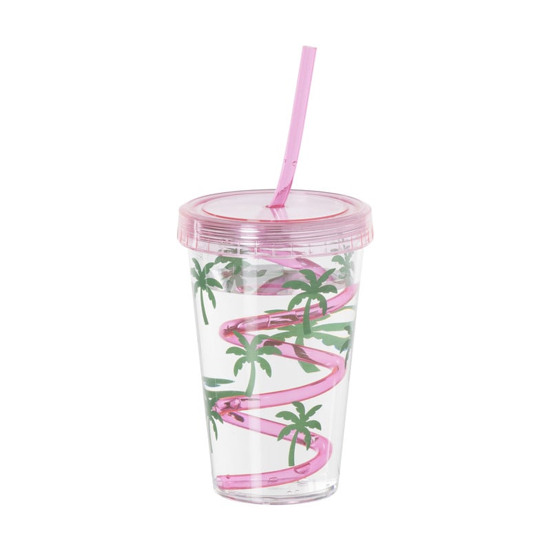 Drinkbeker palmboom - roze - 380 ml