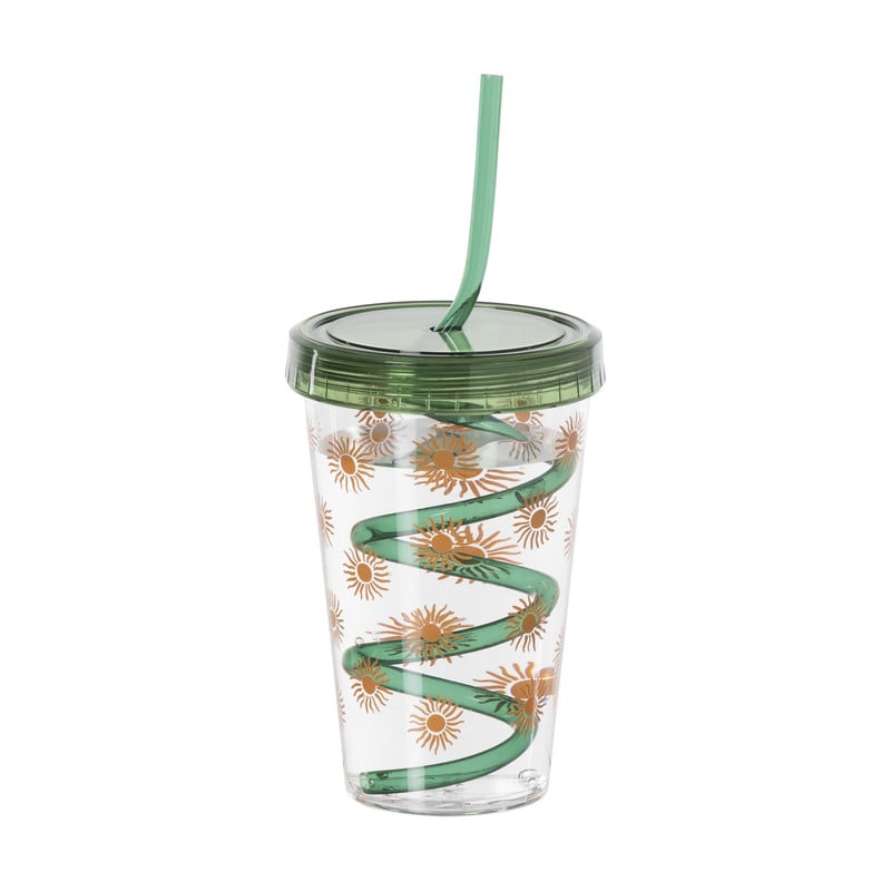 Drinkbeker zonnetjes - groen/oranje - 380 ml