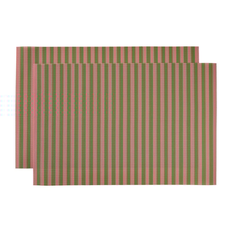 Placemats streep - roze/bruin - set van 2