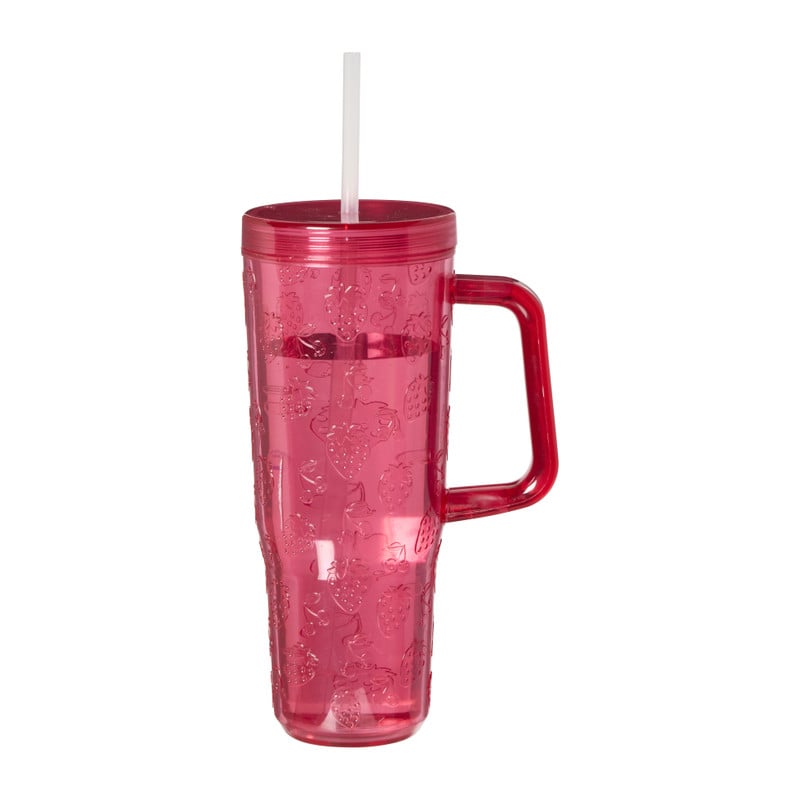 Drinkbeker met handvat - roze - ml