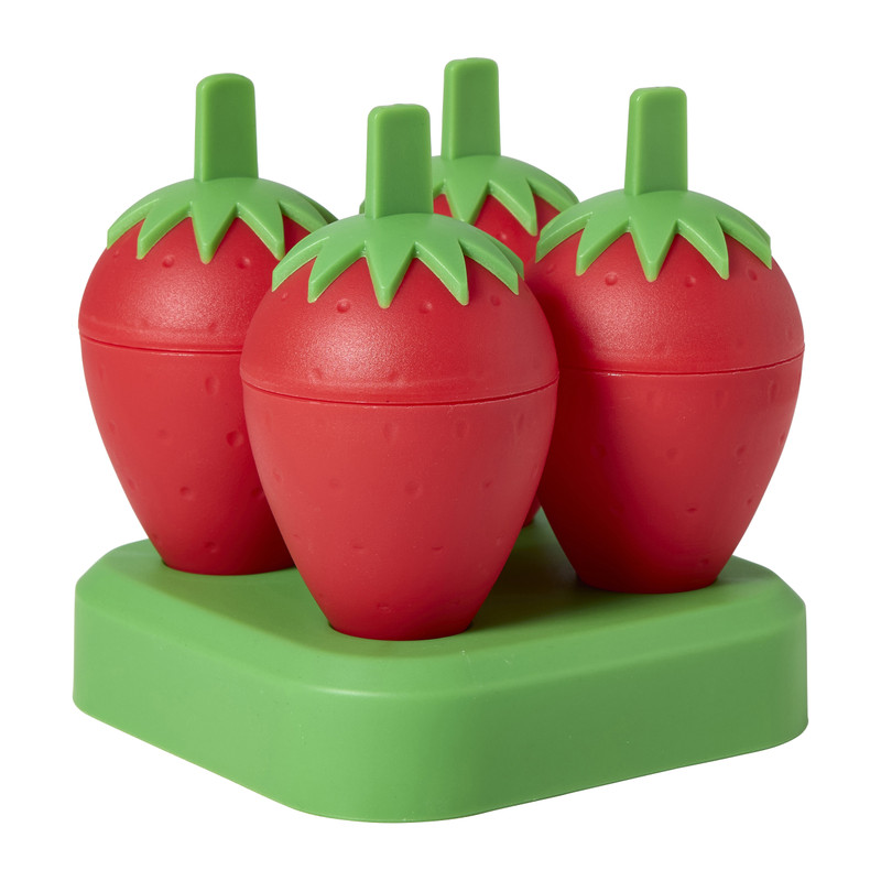 Ijsvormpjes aardbei - groen/roze - 4 ijsjes