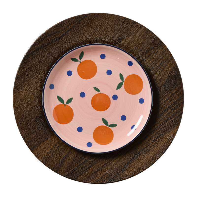 Onderbord houtlook - bruin - ø33x1.5 cm