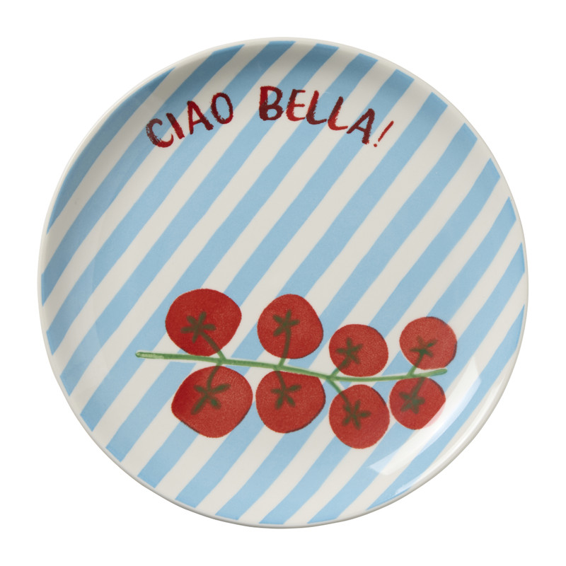 Ontbijtbord tomaat - blauw/rood - ø21x5 cm