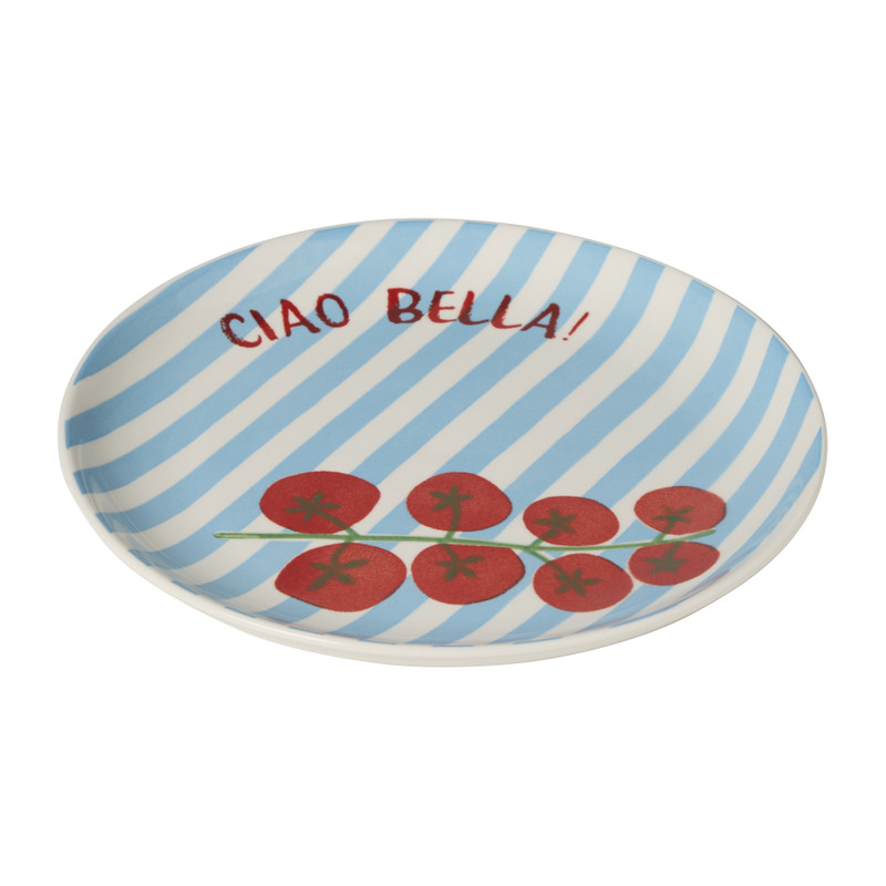 Ontbijtbord tomaat - blauw/rood - ø21x5 cm