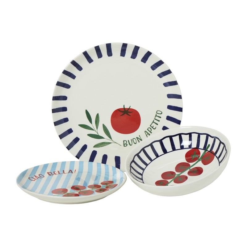 Diep bord tomaat - blauw/rood - ø20x5 cm