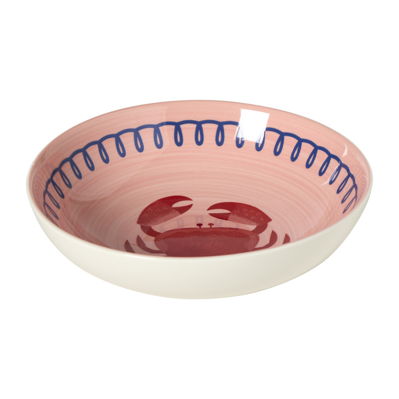 Diep bord krab - blauw/rood - ø20x5 cm
